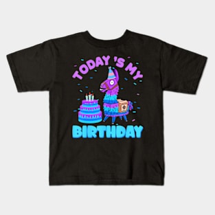 Todays My Birthday Llama Boy Family Party Decorations Kids T-Shirt